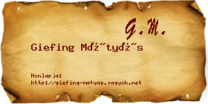 Giefing Mátyás névjegykártya